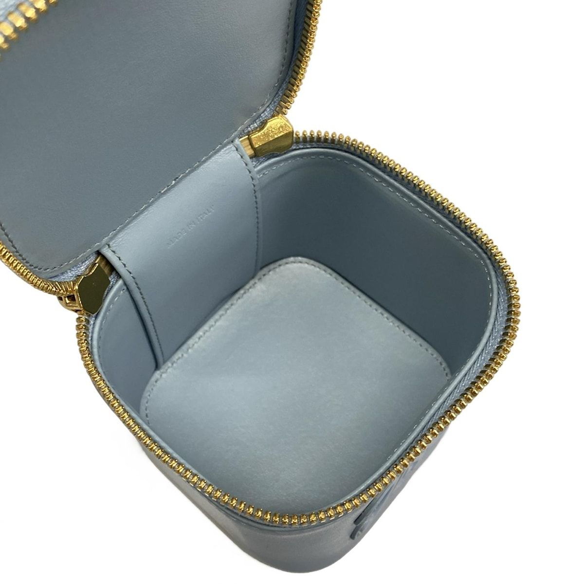 Celine Handbag Cuir Triomphe Mini Vanity Case Light Blue Leather — view 7