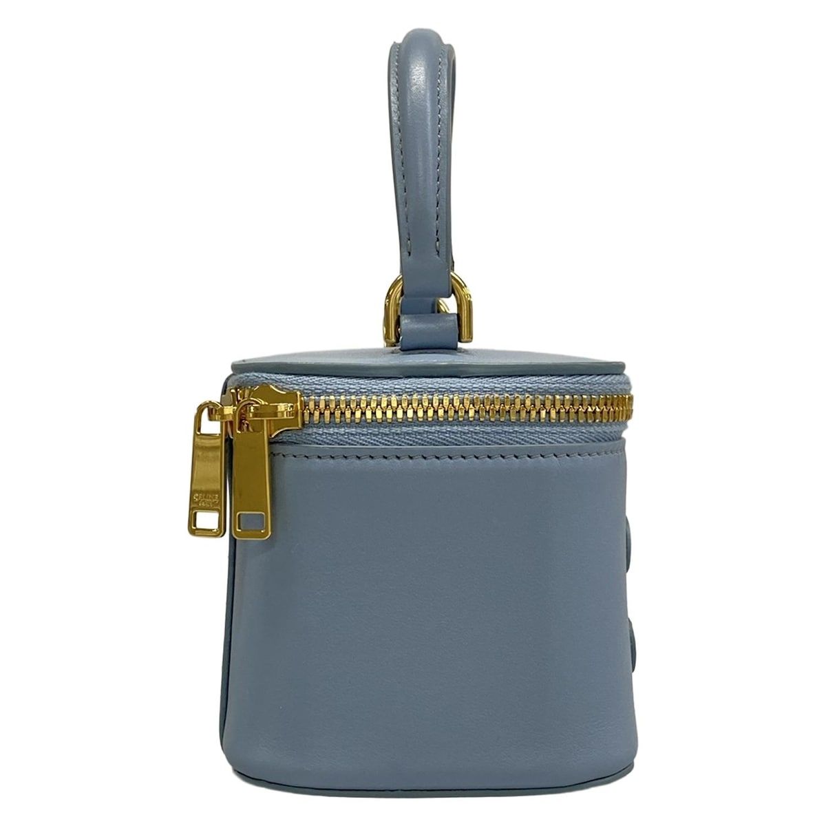 Celine Handbag Cuir Triomphe Mini Vanity Case Light Blue Leather — view 2