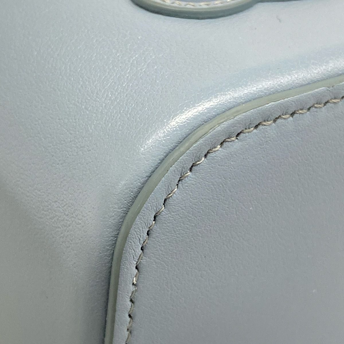 Celine Handbag Cuir Triomphe Mini Vanity Case Light Blue Leather — view 6