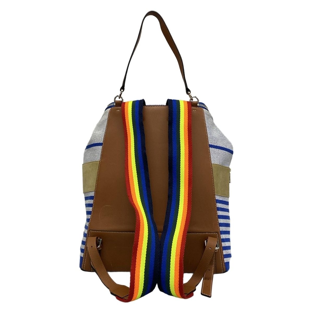 Loewe Sac Goya Backpack Blue Brown Multi Border Leather — view 3