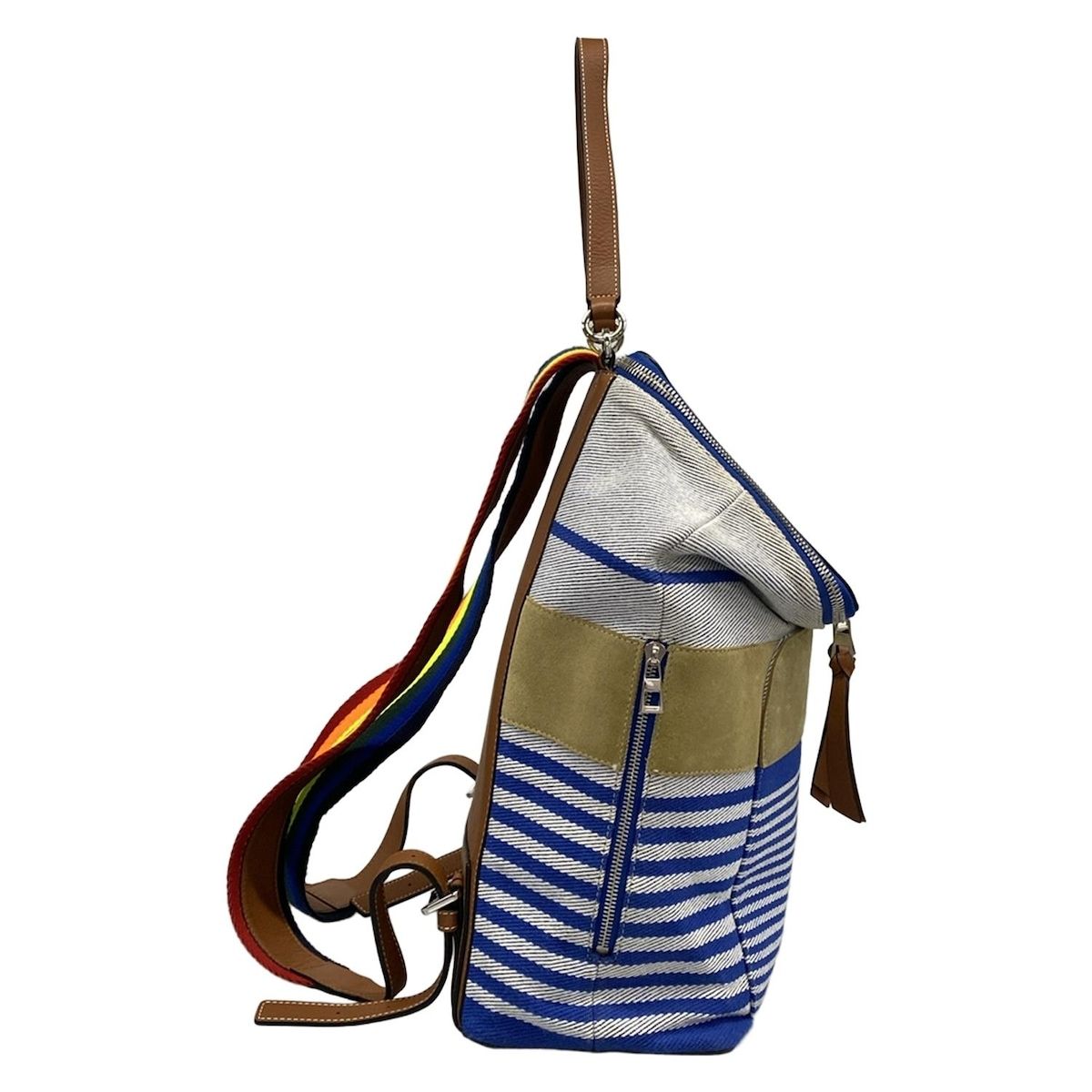 Loewe Sac Goya Backpack Blue Brown Multi Border Leather — view 2