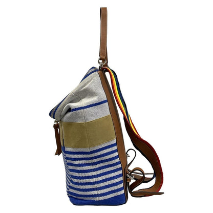 Loewe Sac Goya Backpack Blue Brown Multi Border Leather — view 4