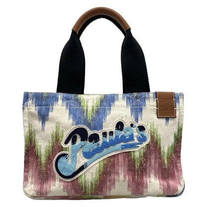 Loewe Tote Paula White Brown Multi Leather