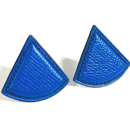 Hermes Earrings Triangle Logo Leather Blue — view 2