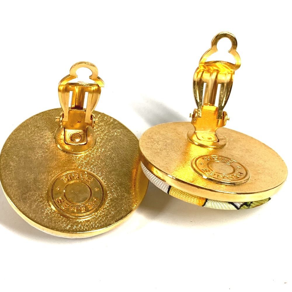 Hermes Earrings All Over Pattern Round Logo Silk Green — view 5
