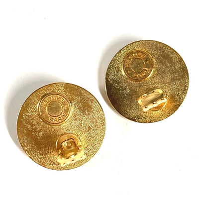 Hermes Earrings All Over Pattern Round Logo Silk Green — view 3