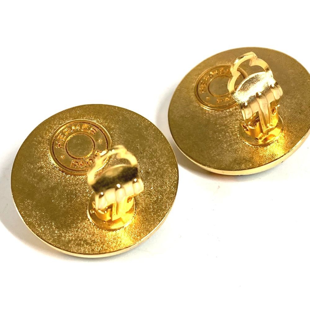 Hermes Earrings All Over Pattern Round Logo Silk Green — view 4