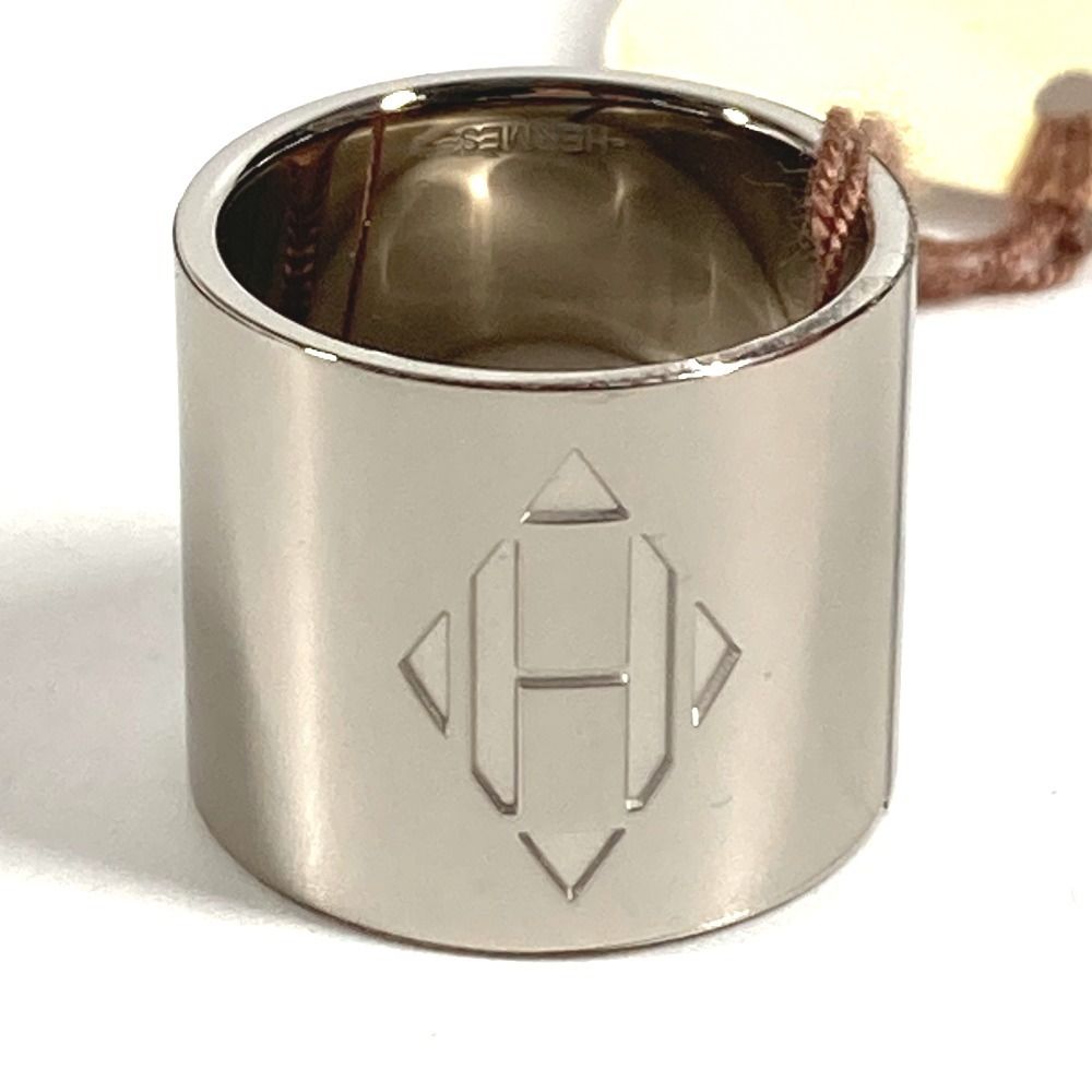 Hermes Scarf Ring Dearman Logo Metal Silver
