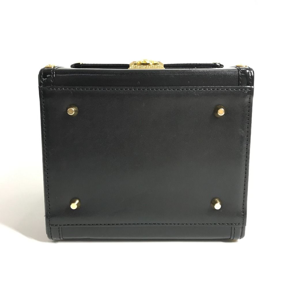 Versace Handbag Sunburst Logo Vanity Bag Leather Black — view 5