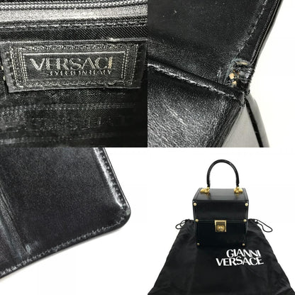 Versace Handbag Sunburst Logo Vanity Bag Leather Black — view 9