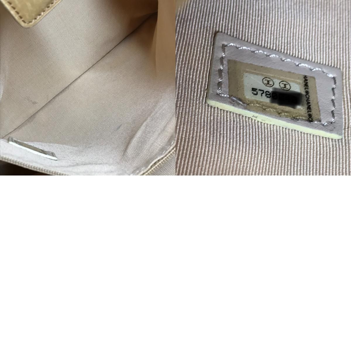Chanel Shoulder Bag Logo Leather Beige — view 9