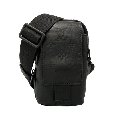 Louis Vuitton Shoulder Bag Monogram Shadow Double Phone Pouch Black Leather