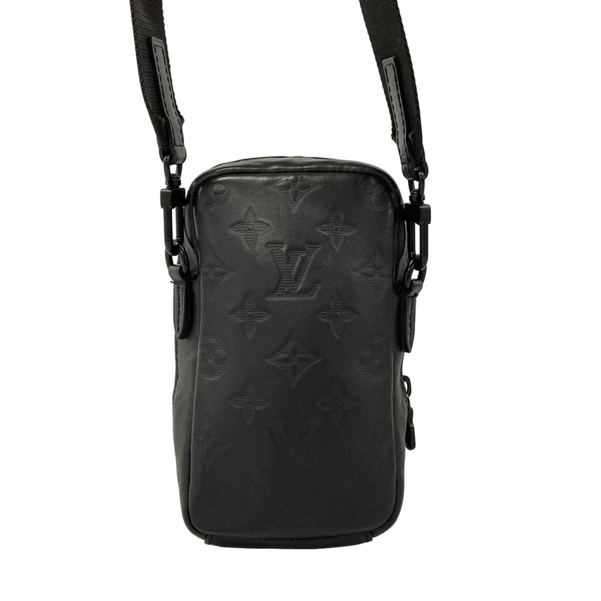 Louis Vuitton Shoulder Bag Monogram Shadow Double Phone Pouch Black Leather — view 3