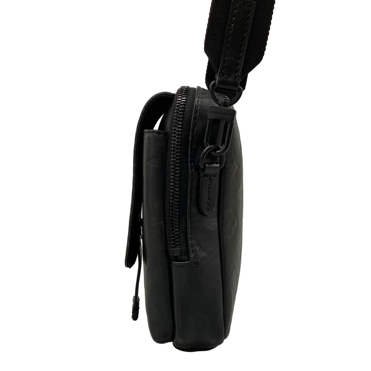 Louis Vuitton Shoulder Bag Monogram Shadow Double Phone Pouch Black Leather — view 4