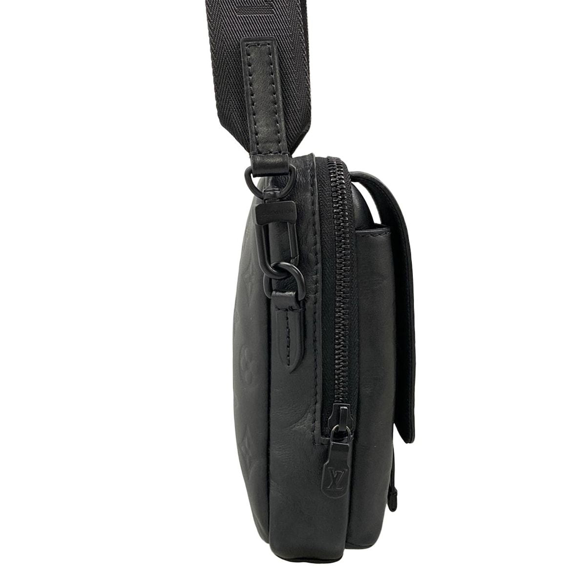 Louis Vuitton Shoulder Bag Monogram Shadow Double Phone Pouch Black Leather — view 2