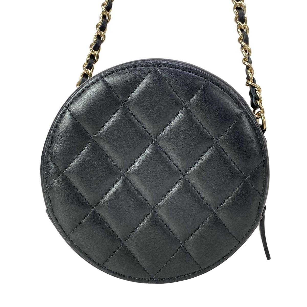Chanel Shoulder Bag Quilted Black Chain Gold Lambskin — view 3