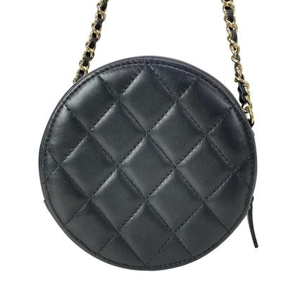 Chanel Shoulder Bag Quilted Black Chain Gold Lambskin — view 3
