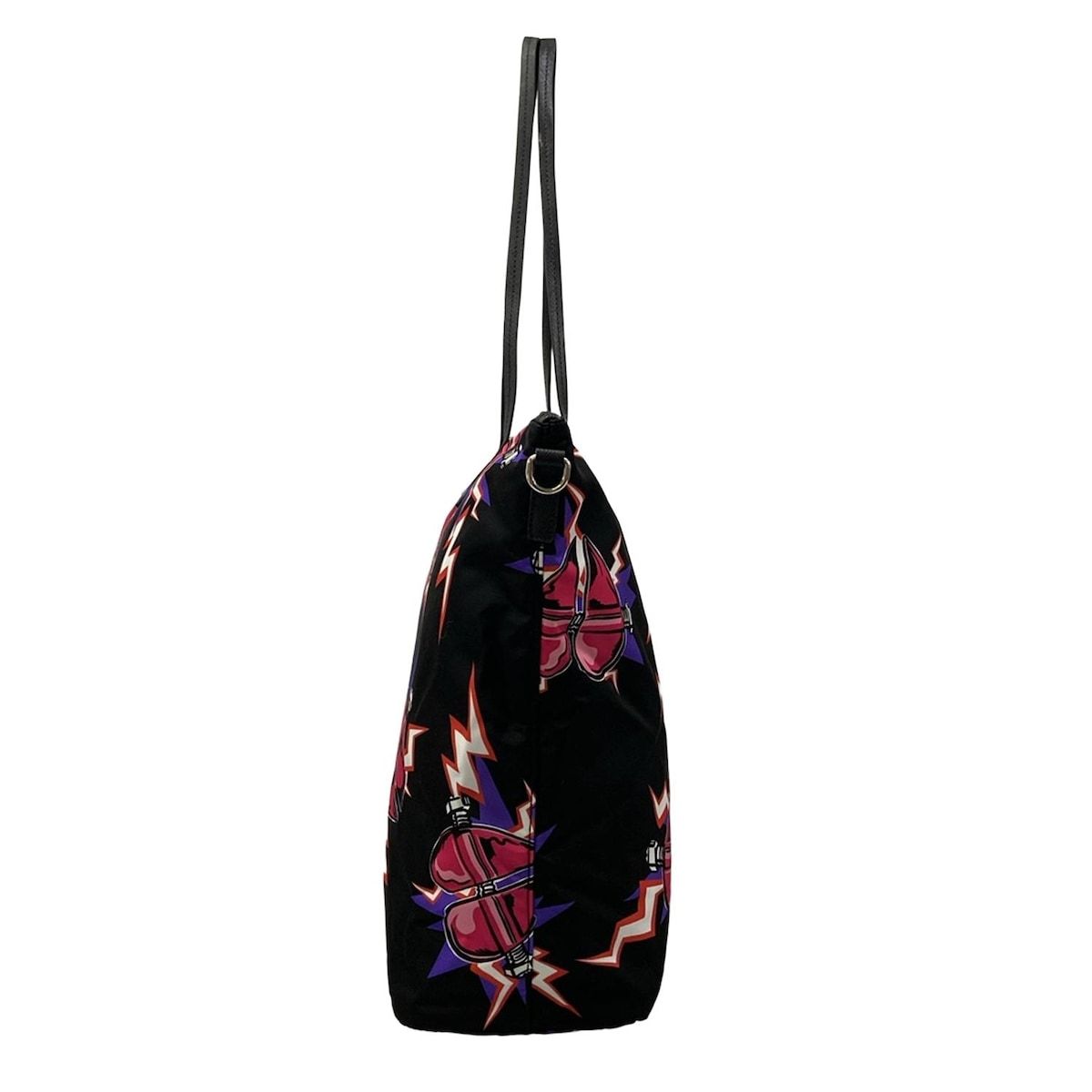 Prada Shoulder Bag Black Pink Multi Leather — view 4