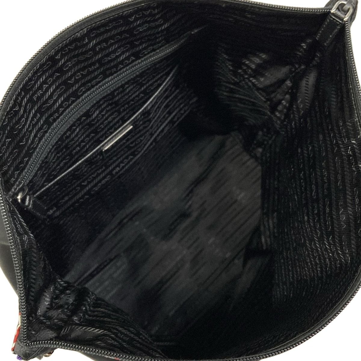 Prada Shoulder Bag Black Pink Multi Leather — view 7
