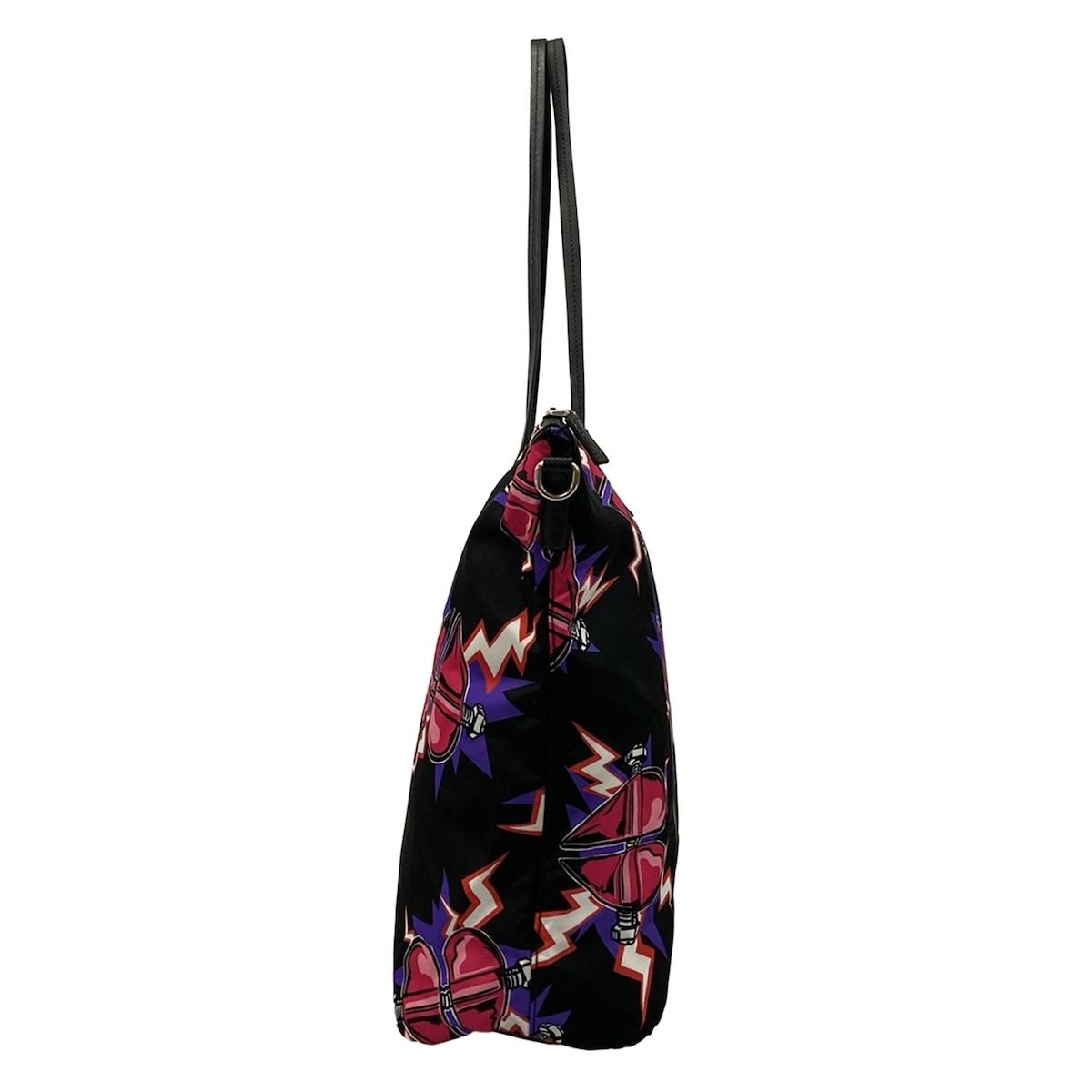 Prada Shoulder Bag Black Pink Multi Leather — view 2