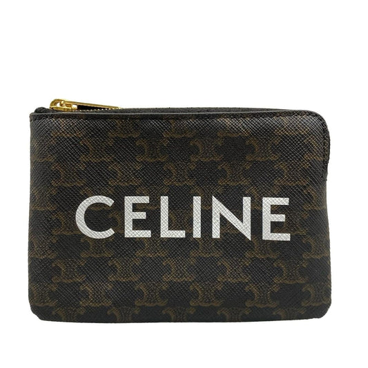 Celine Coin Case Triomphe Canvas Black Print