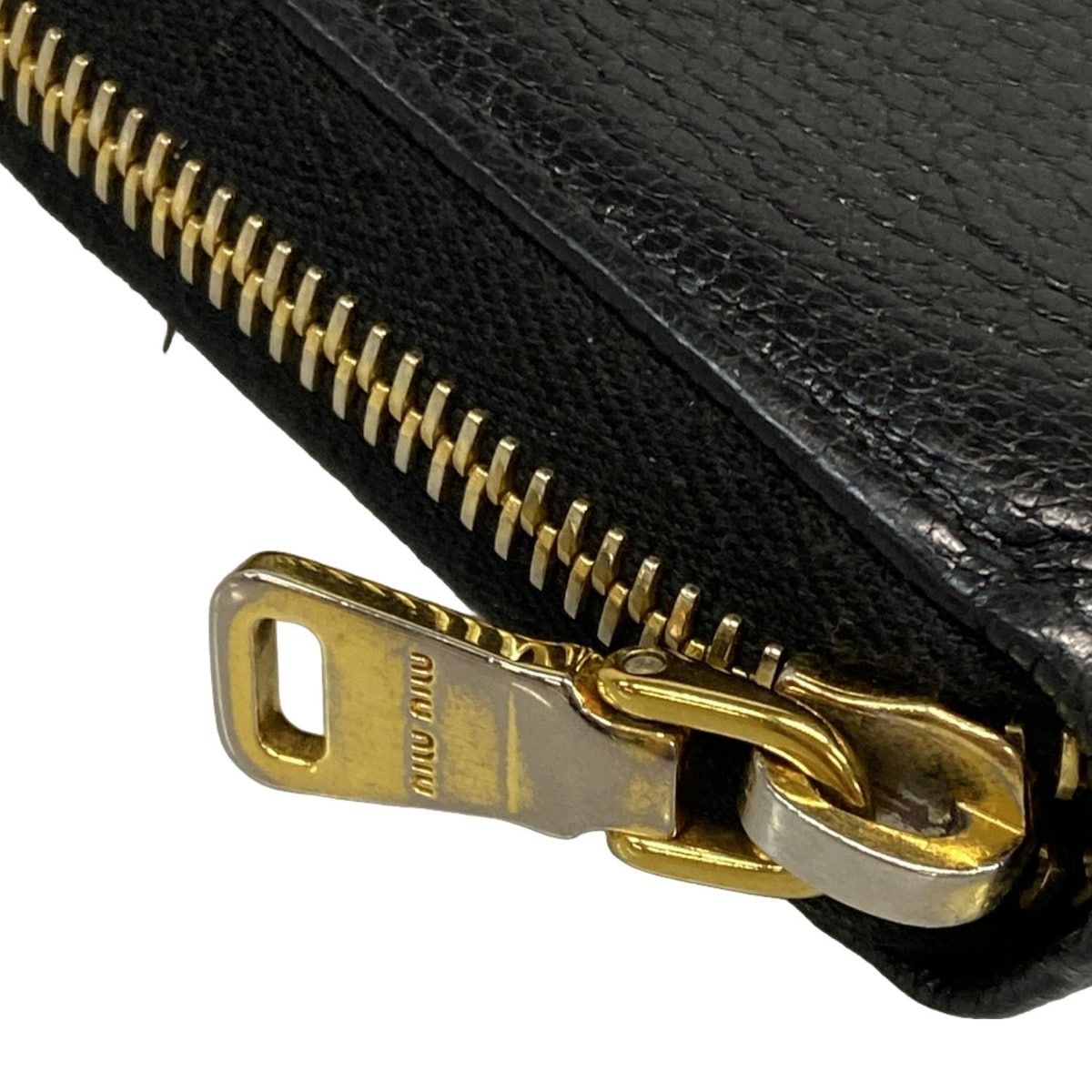 Miu Wallet Black Zip Around Leather — view 7