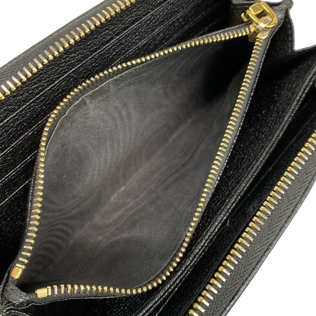 Miu Wallet Black Zip Around Leather — view 4
