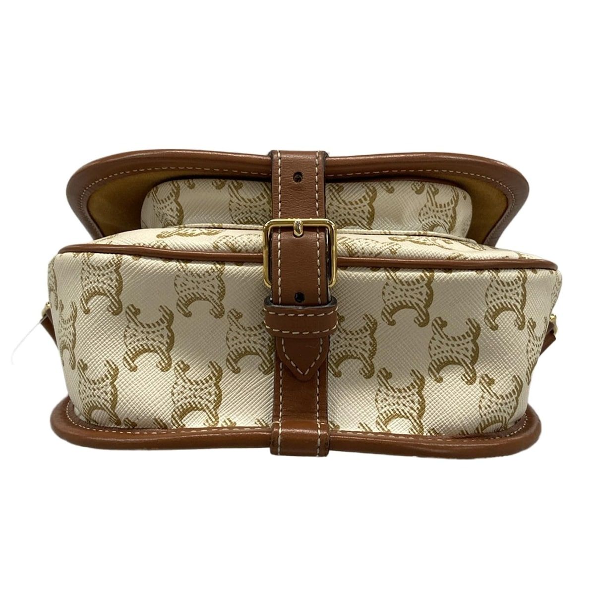 Celine Shoulder Bag Falco Midi Triomphe Canvas Ivory Beige Brown — view 5