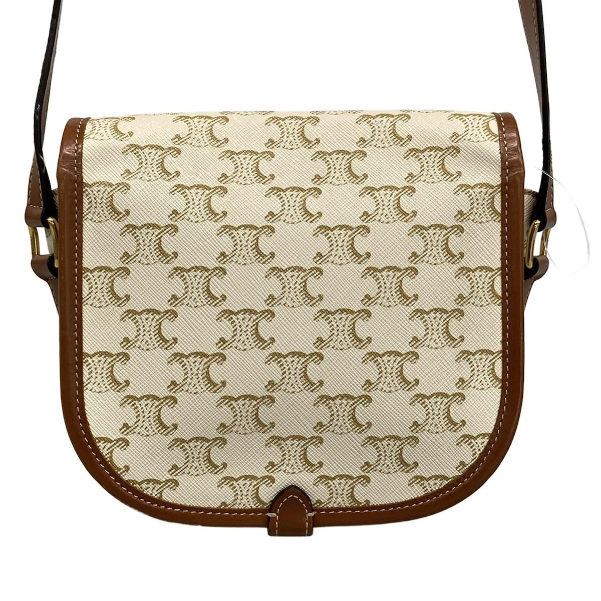 Celine Shoulder Bag Falco Midi Triomphe Canvas Ivory Beige Brown — view 3