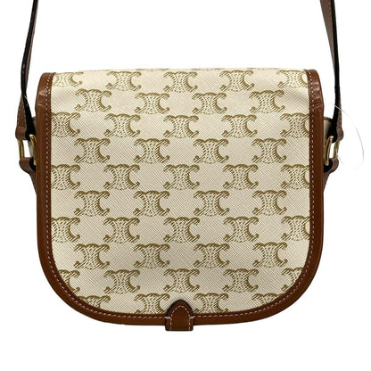 Celine Shoulder Bag Falco Midi Triomphe Canvas Ivory Beige Brown — view 3