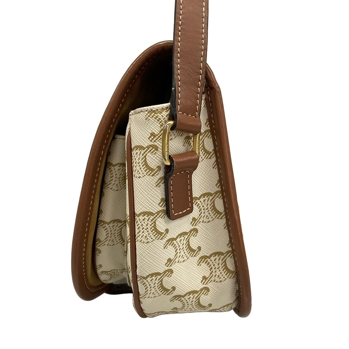 Celine Shoulder Bag Falco Midi Triomphe Canvas Ivory Beige Brown — view 4