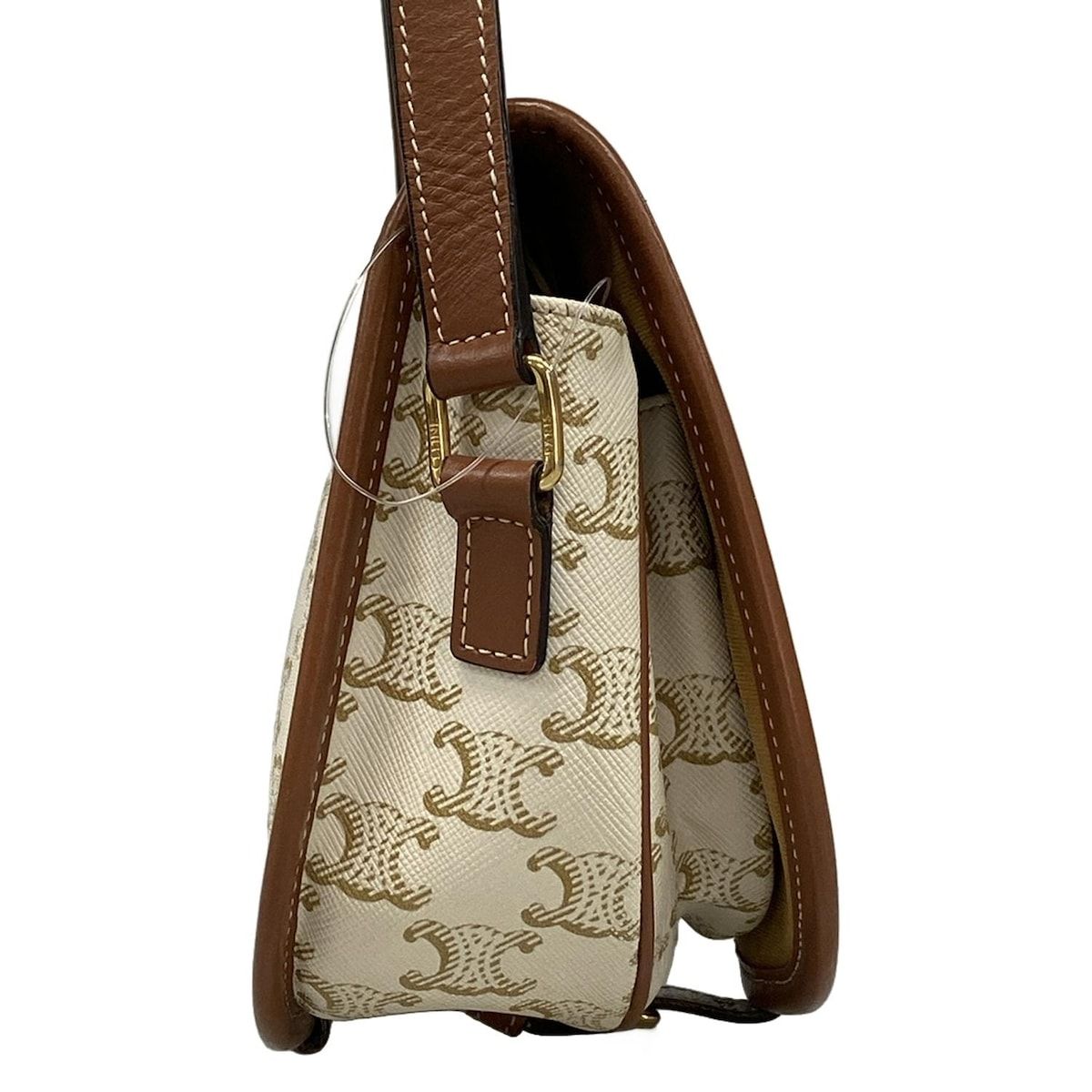 Celine Shoulder Bag Falco Midi Triomphe Canvas Ivory Beige Brown — view 2