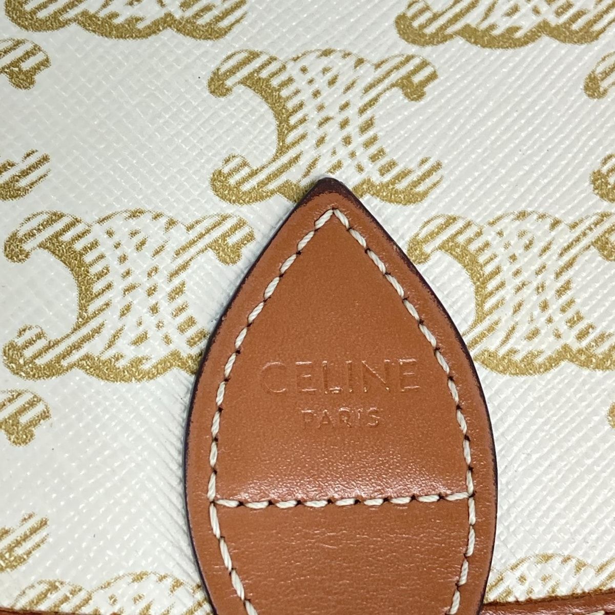 Celine Shoulder Bag Falco Midi Triomphe Canvas Ivory Beige Brown — view 8