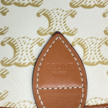 Celine Shoulder Bag Falco Midi Triomphe Canvas Ivory Beige Brown — view 8