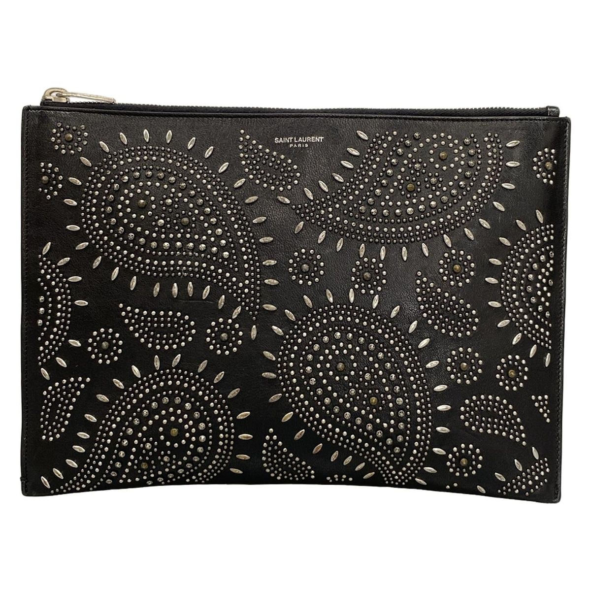 Saint Laurent Paris Clutch Black Studs Leather