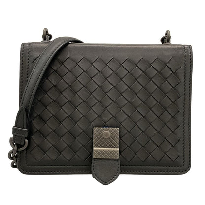 Bottega Veneta Shoulder Bag Intrecciato Black Chain Leather