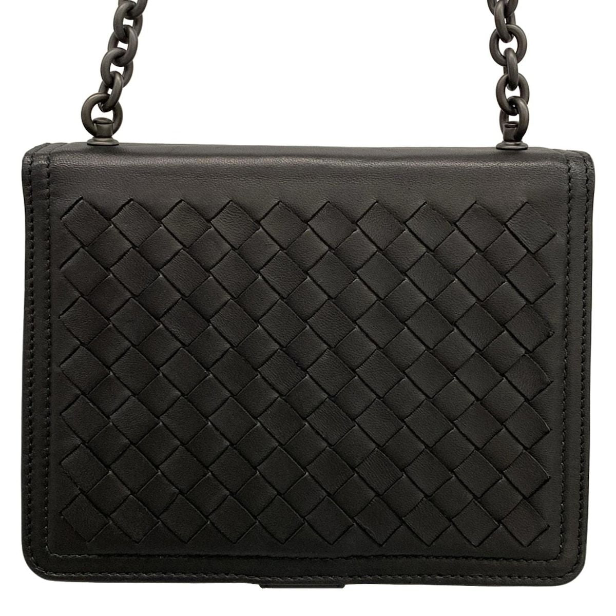 Bottega Veneta Shoulder Bag Intrecciato Black Chain Leather — view 3