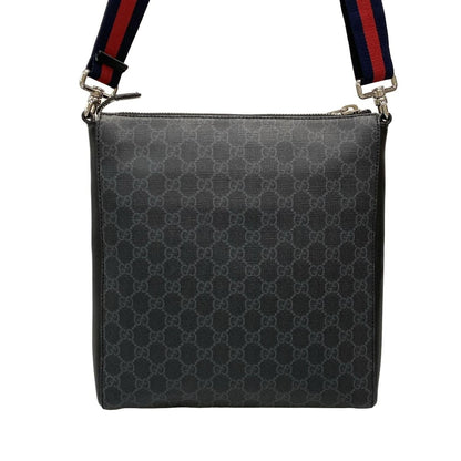 Gucci Shoulder Bag Courier GG Supreme Gray Light Black Leather — view 3