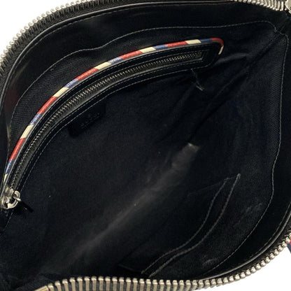 Gucci Shoulder Bag Courier GG Supreme Gray Light Black Leather — view 8