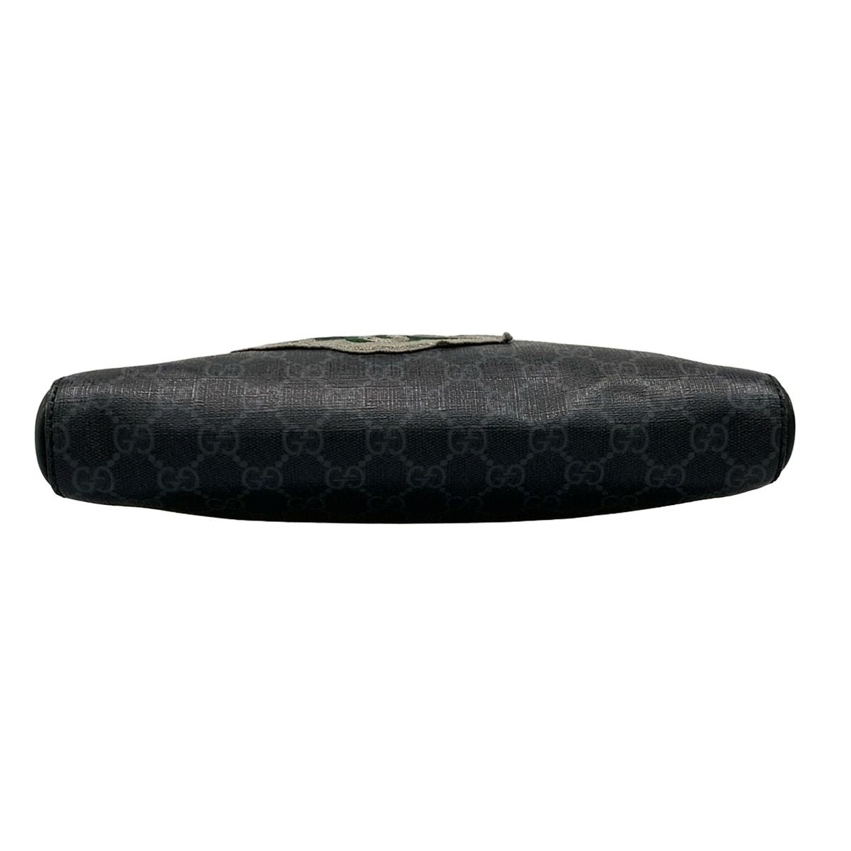 Gucci Shoulder Bag Courier GG Supreme Gray Light Black Leather — view 5