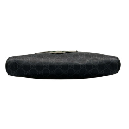 Gucci Shoulder Bag Courier GG Supreme Gray Light Black Leather — view 5