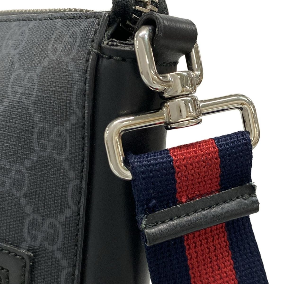 Gucci Shoulder Bag Courier GG Supreme Gray Light Black Leather — view 7