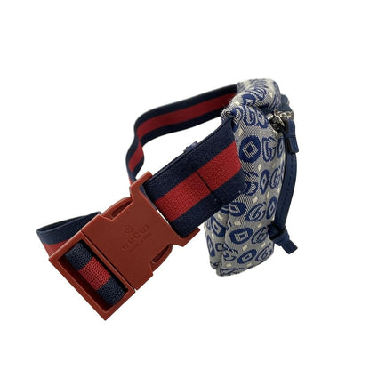 Gucci Waist Pouch Interlocking Children's Belt Bag Navy Ivory Red Leather — view 2