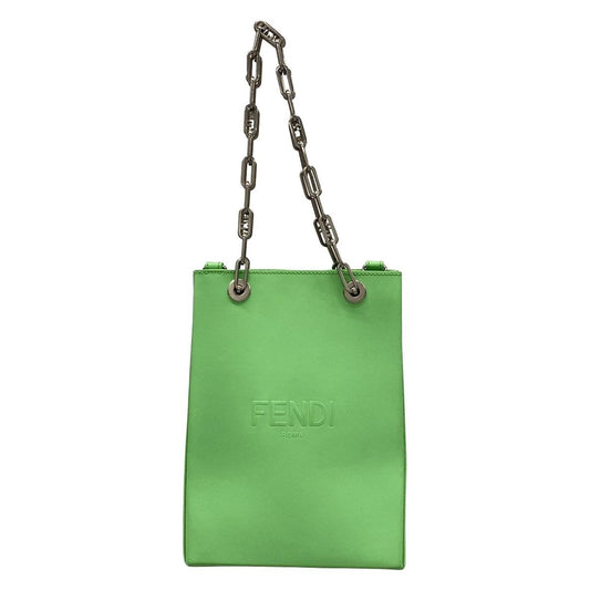 Fendi Tote Shopping Small Light Green Chain Shoulder Leather
