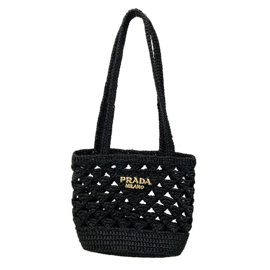 Prada Tote Crochet Black Braided Mini Bag