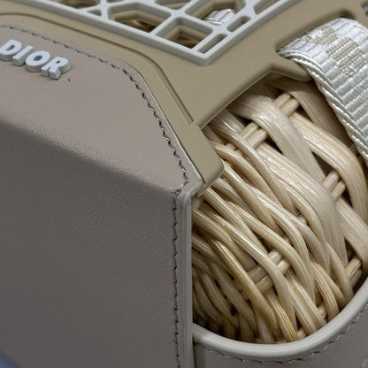 Dior Handbag Sahara Ivory Beige Basket Bag Leather — view 6