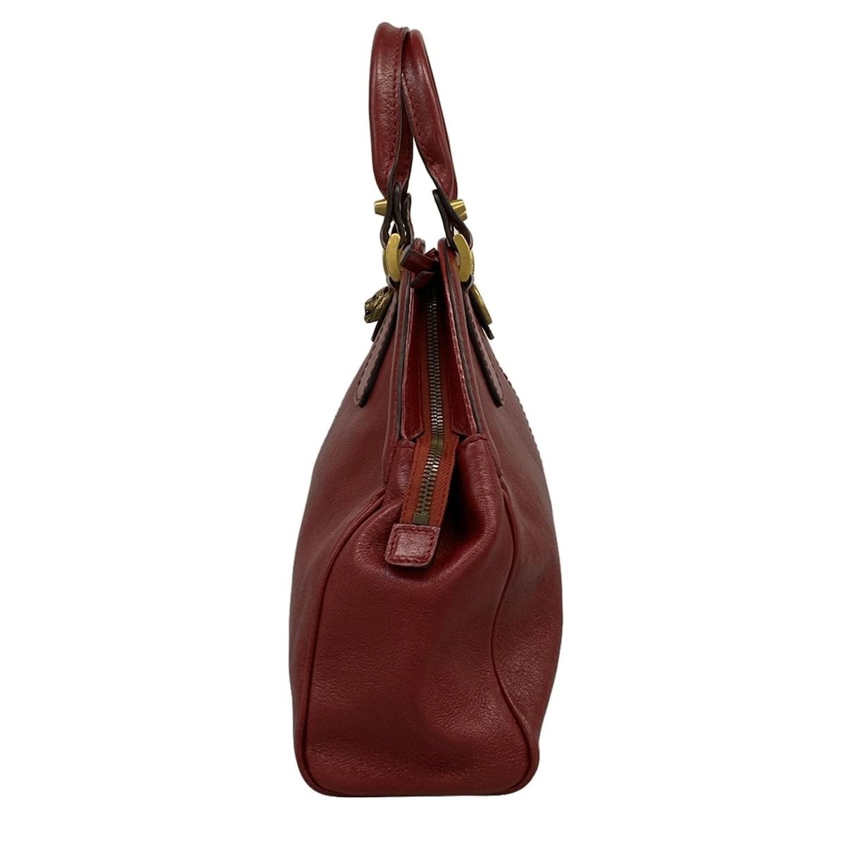 Gucci Handbag Top Handle Tote Red Cat Head Leather Bag — view 2