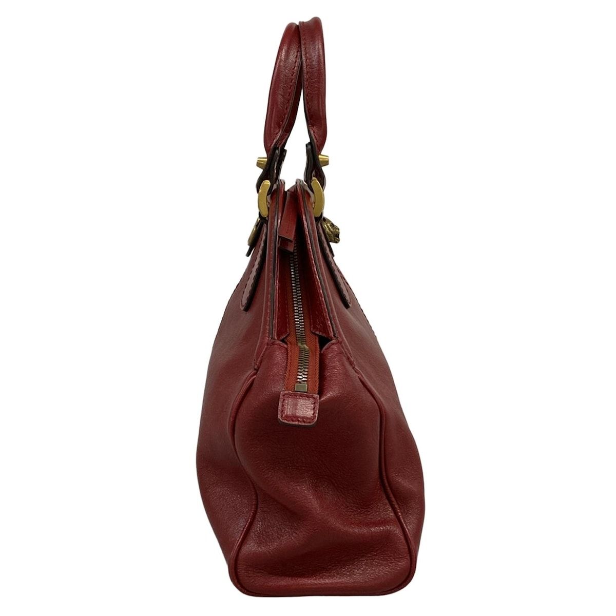 Gucci Handbag Top Handle Tote Red Cat Head Leather Bag — view 4