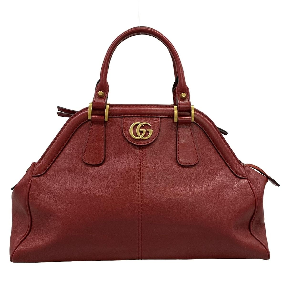 Gucci Handbag Top Handle Tote Red Cat Head Leather Bag