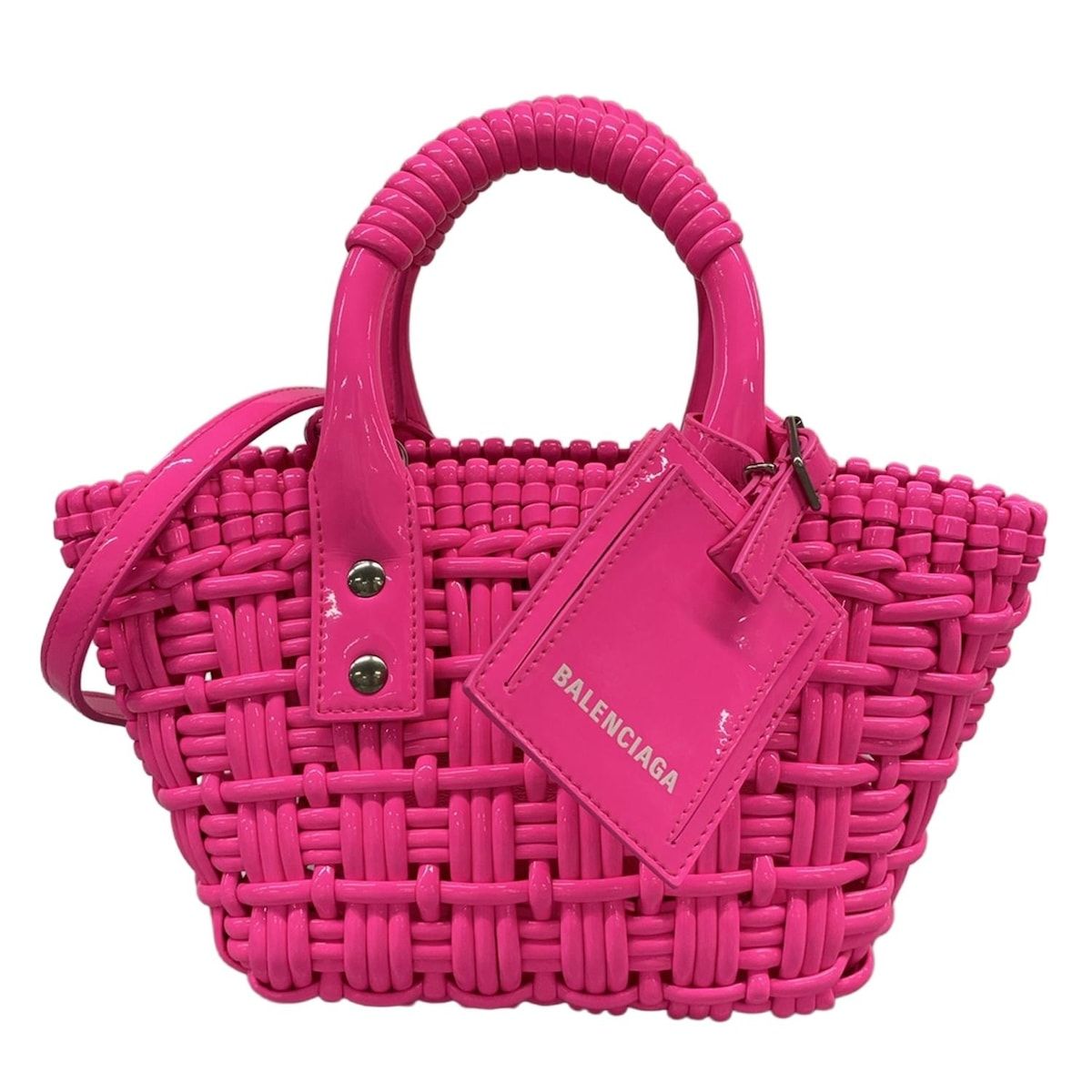Balenciaga Tote Bistro Xxs Basket Pink Mini Bag Braided Cotton